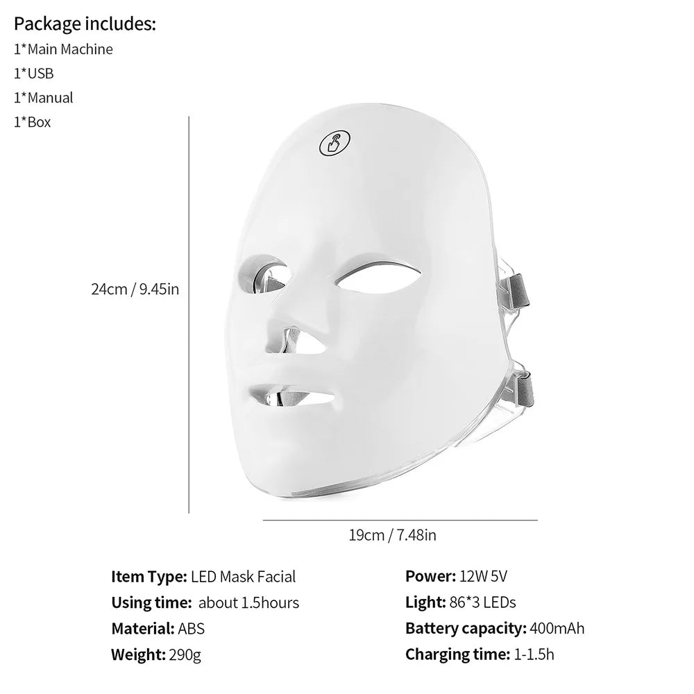 Masque de beauté à LED pour soins de la peau