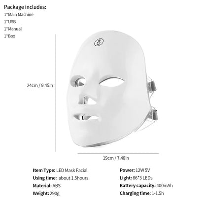 Masque de beauté à LED pour soins de la peau